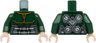 Torso Armor with Bright Light Orange Trim, Black, Dark Bluish Gray, and Silver Belt, Octagons on Back Pattern / Dark Green Arms / Light Nougat Hands