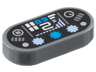 Tile, Round 1 x 2 Oval with Dashboard with Dark Azure '89' / '68', White Number 2, Silver Capital Letter N in Circle, Dots and Gauge, Bright Light Blue Bar Graph and Lights on Black Background Pattern