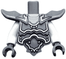 Torso, Modified Short with Armor Breastplate with Shoulder Ridges and Silver Decoration Pattern / White Arms / Black Hands