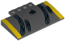 Slope, Curved 5 x 8 x 2/3 with 4 Studs with Yellow Stripes, Skidmarks and Oil Splotch Pattern
