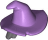 Minifigure, Hair Combo, Hair with Hat, Mid-Length Scraggly with Molded Medium Lavender Floppy Witch Hat Pattern