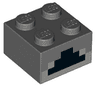 Brick 2 x 2 with Pixelated Black Coal and Light Bluish Gray Ash Pattern (Minecraft Furnace)