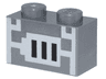 Brick 1 x 2 with Minecraft Pixelated Blast Furnace with Silver Door and 3 Black Rectangles Pattern