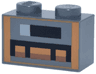 Brick 1 x 2 with Minecraft Pixelated Smoker Unlit Pattern