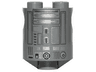 Brick, Round 2 x 2 x 2 Robot Body with Silver Lines Pattern (R3-S1, R2-BHD)