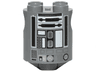 Brick, Round 2 x 2 x 2 Robot Body with White Lines and Black and Silver Pattern (R2-Q2)