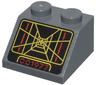 Slope 45 2 x 2 with Screen with SW Trench Computer with Yellow Lines and Red '001977' on Black Background Pattern