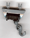 String Reel 1 x 4 x 2 Complete with String and Dark Bluish Gray Hook with Tow Ball
