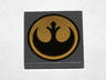 Tile 2 x 2 with Black SW Rebel Alliance Symbol on Gold Circle Pattern