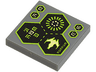 Tile 2 x 2 with 3 Hexagons, Spaceship and Alien Characters Pattern