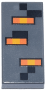 Tile 1 x 2 with Pixelated Orange and Bright Light Orange Rectangles, Black Outlines and Squares Pattern (Minecraft Creaking Face)