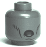 Minifigure, Head Alien Dementor with Black Cheek Lines and Chin Dimple, Faded Oval Open Mouth Pattern