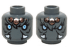 Minifigure, Head Dual Sided Alien Chima Mammoth Bright Light Blue Eyes, Copper Pendants, White Tusks, Neutral / Angry Pattern (Maula)