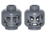 Minifigure, Head Dual Sided Alien PotC Black Cracks, Light Bluish Gray Spots and Lips, Neutral / Bared Teeth Angry Pattern