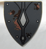 Minifigure, Shield Triangular Short with Silver Rivets and Diamonds, Rust and Dirt Stains Pattern