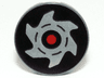 Tile, Round 2 x 2 with Red Circle and Silver Saw Blade on Black Background Pattern