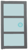 Door 1 x 4 x 6 with 3 Panes with Molded Trans-Light Blue Glass with Stud Handle Pattern