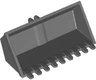 Vehicle, Digger Bucket 9 Teeth 4 x 8, Rise Inside with Locking 2 Finger Hinge