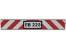 Tile 1 x 6 with Black 'EB 220' and Red and White Danger Stripes Pattern
