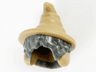 Minifigure, Hair Combo, Hat with Hair, Short Bushy with Dark Tan Pointed Hat, Brim and Ear Muffs Pattern