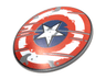 Minifigure, Shield Circular / Round Convex Face with Red and White Concentric Rings, Star in Dark Blue Circle, Scratched and Weathered Pattern (Captain America)