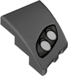 Wedge 3 x 2 Left No Studs with Aston Martin Car Headlight, Silver Lines, 2 White Bulbs Pattern