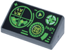 Slope 30 1 x 2 x 2/3 with Black, Bright Green and Lime Control Screen with Ninjago Logogram 'SEEK', Radar, Play Button, Plus and Minus Sign Pattern