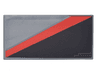 Tile 2 x 4 with Black Triangle Lower Right and Red Diagonal Stripe Pattern