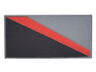 Tile 2 x 4 with Black Triangle Lower Left and Red Diagonal Stripe Pattern