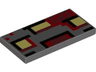 Tile 2 x 4 with Pixelated Black, Bright Light Yellow, Dark Red and Red Pattern (Minecraft Redstone Monstrosity Face)