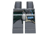 Hips and Legs with Dark Bluish Gray and Medium Blue Tied Belt with Fringe, Dark Green Long Coat Pattern