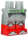 Hips and Legs with Molded Red Lower Legs / Boots and Printed Bright Green Belt with Silver Buckle, Black Stitching and Pockets, White Knee Pads and Shoe Tips Pattern