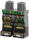 Hips and Legs with Molded Black Lower Legs / Boots, Bright Green Belt, Gold Armor Pattern