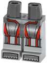 Hips and Light Bluish Gray Legs with Silver Armor with Red Vertical Lines and Silver Boots Pattern