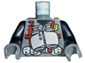 Torso Dino Vest with Red Harness and Silver Binoculars Pattern / Black Arms / Dark Bluish Gray Hands