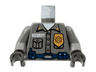 Torso Security Guard, Gold Badge, Dark Blue Belt with Radio Pattern / Dark Bluish Gray Arms / Black Hands
