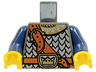 Torso Silver Scale Mail Armor with Ornate Gold Collar, Dark Orange Shoulder Strap and Belt, Buckle with Crown Pattern / Dark Blue Arms / Yellow Hands