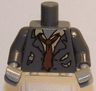 Torso Ripped Suit Jacket, Tan Shirt and Reddish Brown Tie Pattern / Dark Bluish Gray Arms / Light Bluish Gray Hands