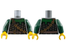 Torso Castle Kingdoms Dark Silver Scale Mail Armor with Dark Green Collar, Dark Brown Belt with Gold Buckle, Chain Pattern / Dark Green Arms / Yellow Hands
