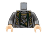 Torso Suit with Dark Green Lapels, Silver and Gold Highlights Pattern / Dark Bluish Gray Arms / Light Nougat Hands