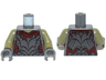 Torso LotR Crude Plate Mail Armor and Dark Red Shirt Tattered Pattern (Moria Orc) / Olive Green Arms / Dark Bluish Gray Hands