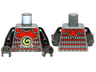 Torso Ninjago Red Armor with Lime Swirl Medallion Pattern / Black Arms / Black Hands