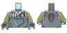 Torso SW Vest with Overlapping Panels and Metallic Silver Badge Pattern / Olive Green Arms / Dark Bluish Gray Hands