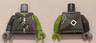 Torso Hoodie with Zipper, Torn Shoulder, Bandolier with 3 Toxic Bulbs Pattern / Lime Arm and Hand Left / Dark Bluish Gray Arm Right  / Light Bluish Gray Hand Right