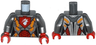Torso Nexo Knights Female Armor with Orange and Gold Circuitry and White Dragon Head on Red Pentagonal Shield Pattern / Flat Silver Arms / Red Hands