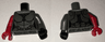 Torso Batman Female Armor Silver Plate Pattern / Dark Bluish Gray Arm and Black Hand Left / Red Arm with Armor Pattern and Red Hand Right