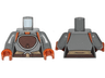 Torso SW Ahsoka Vest Top with Dark Brown Pattern / Dark Bluish Gray Arms / Dark Orange Hands