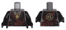 Torso Ninjago Silver Armor with Gold Earth Emblems, Black Robe, Reddish Brown Rope Pattern / Black Arms / Black Hands