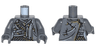 Torso PotC Female Outline with Black Cracks, Straps, Scales and Cape Pattern / Dark Bluish Gray Arms / Dark Bluish Gray Hands