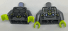 Torso Silver Space Armor with Gold and Bright Light Blue Trim Pattern / Dark Bluish Gray Arms / Lime Hands
